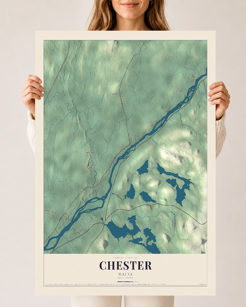 Chester, Maine map print - 24 x 36 archival matte print