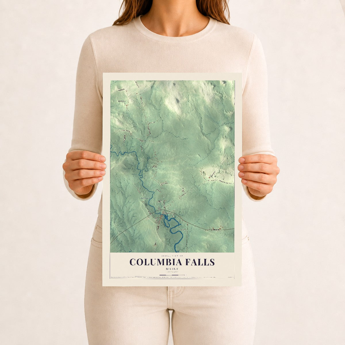 Columbia Falls, Maine map print - 12 x 18 archival matte print