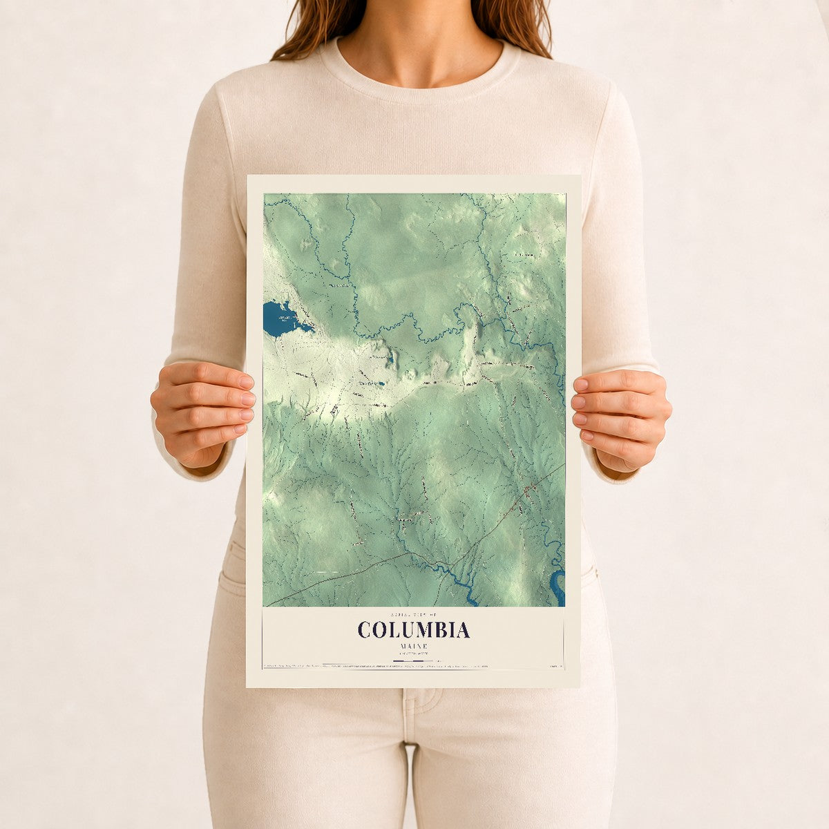 Columbia, Maine map print - 12 x 18 archival matte print