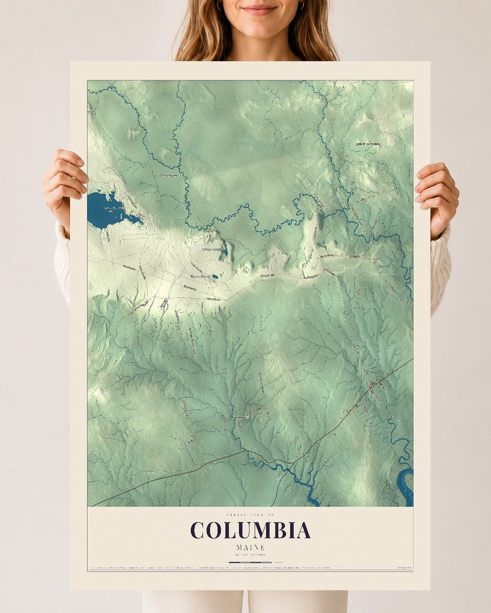 Columbia, Maine map print - 24 x 36 archival matte print