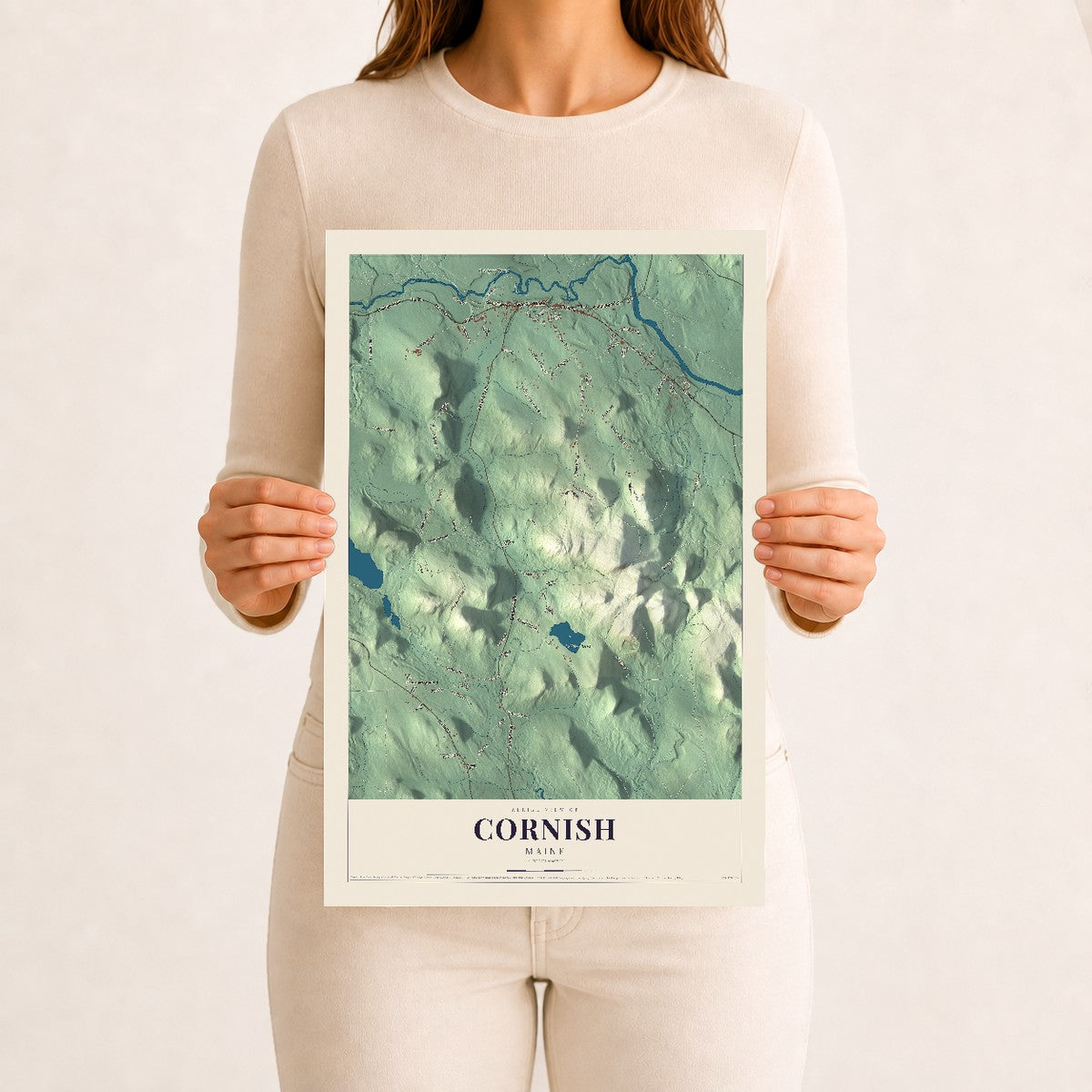 Cornish, Maine map print - 12 x 18 archival matte print