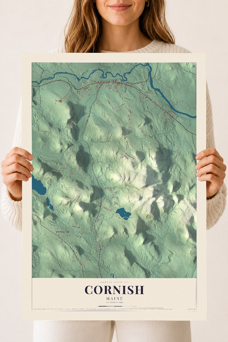 Cornish, Maine map print - 18 x 24 archival matte print