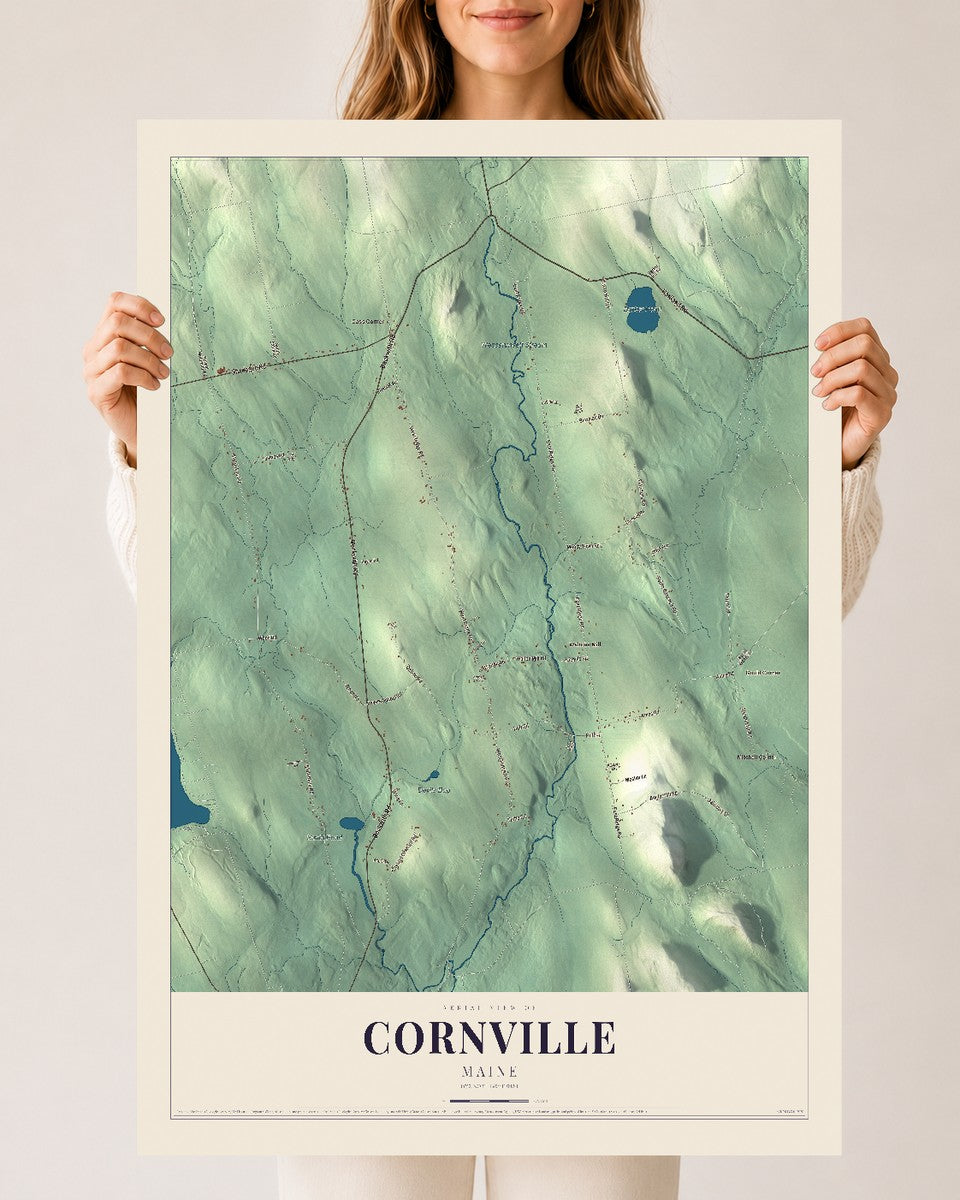 Cornville, Maine map print - 24 x 36 archival matte print