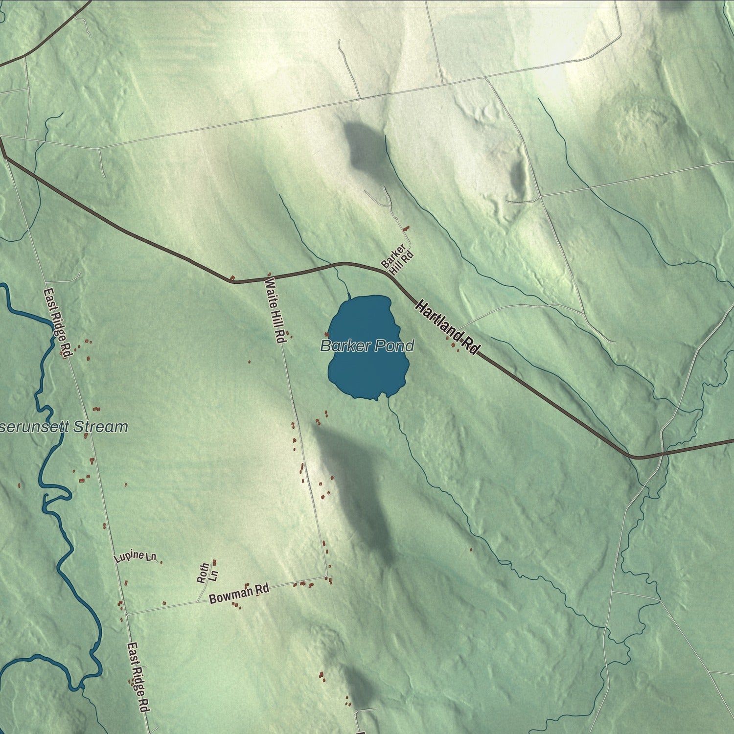 Terrain and local geography detail from the Cornville, Maine map