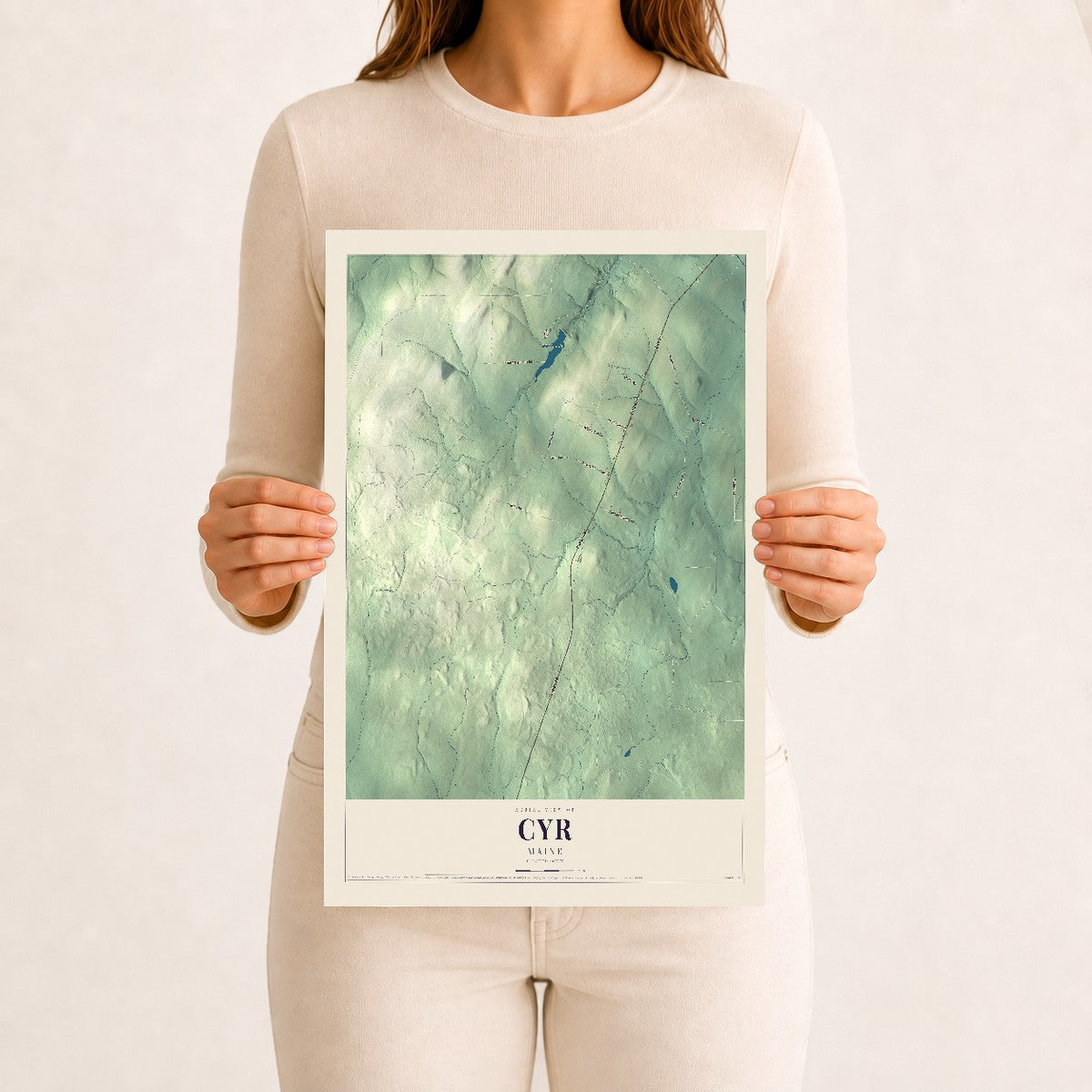 Cyr, Maine map print - 12 x 18 archival matte print
