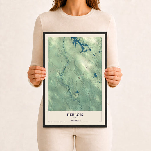Map of Deblois, Maine, 12 x 18 inch print in a black wood frame