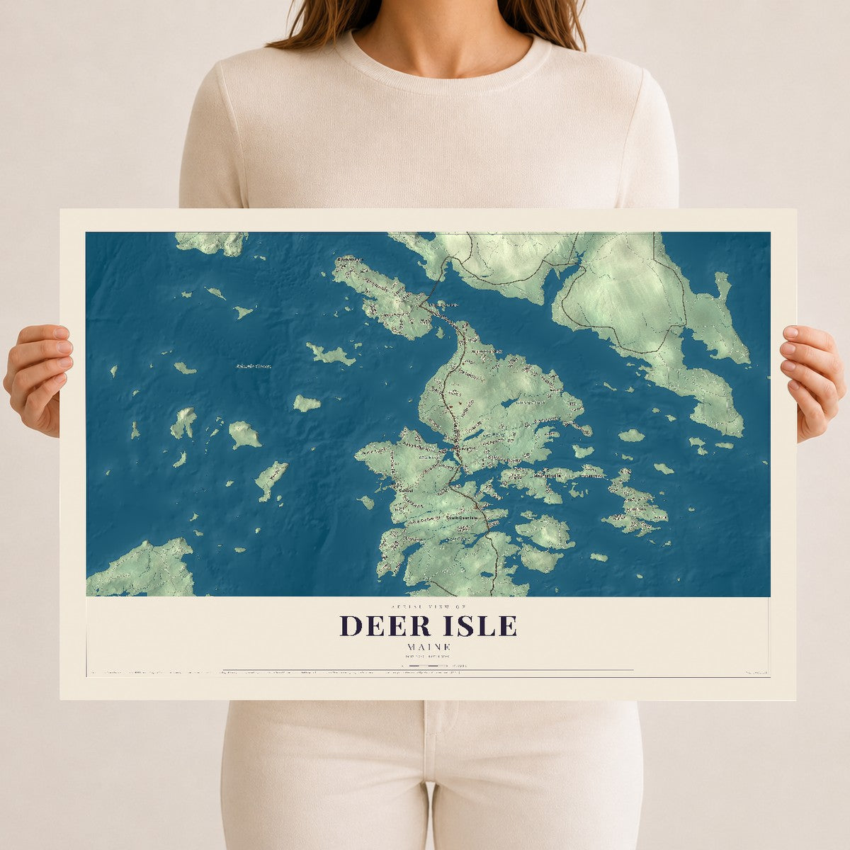 Deer Isle, Maine map print - 12 x 18 archival matte print