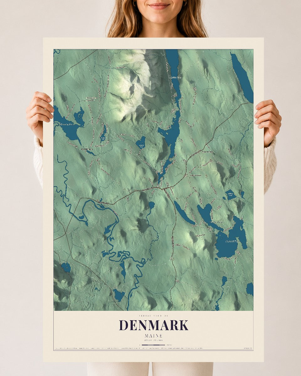 Denmark, Maine map print - 24 x 36 archival matte print