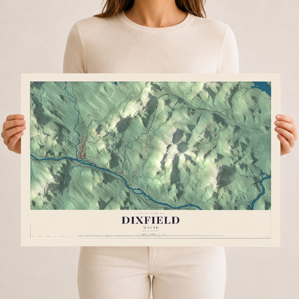 Dixfield, Maine map print - 12 x 18 archival matte print