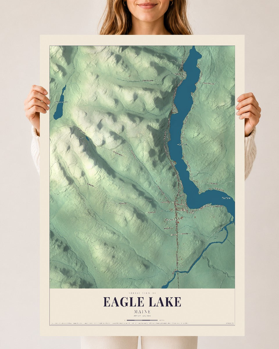 Eagle Lake, Maine map print - 24 x 36 archival matte print