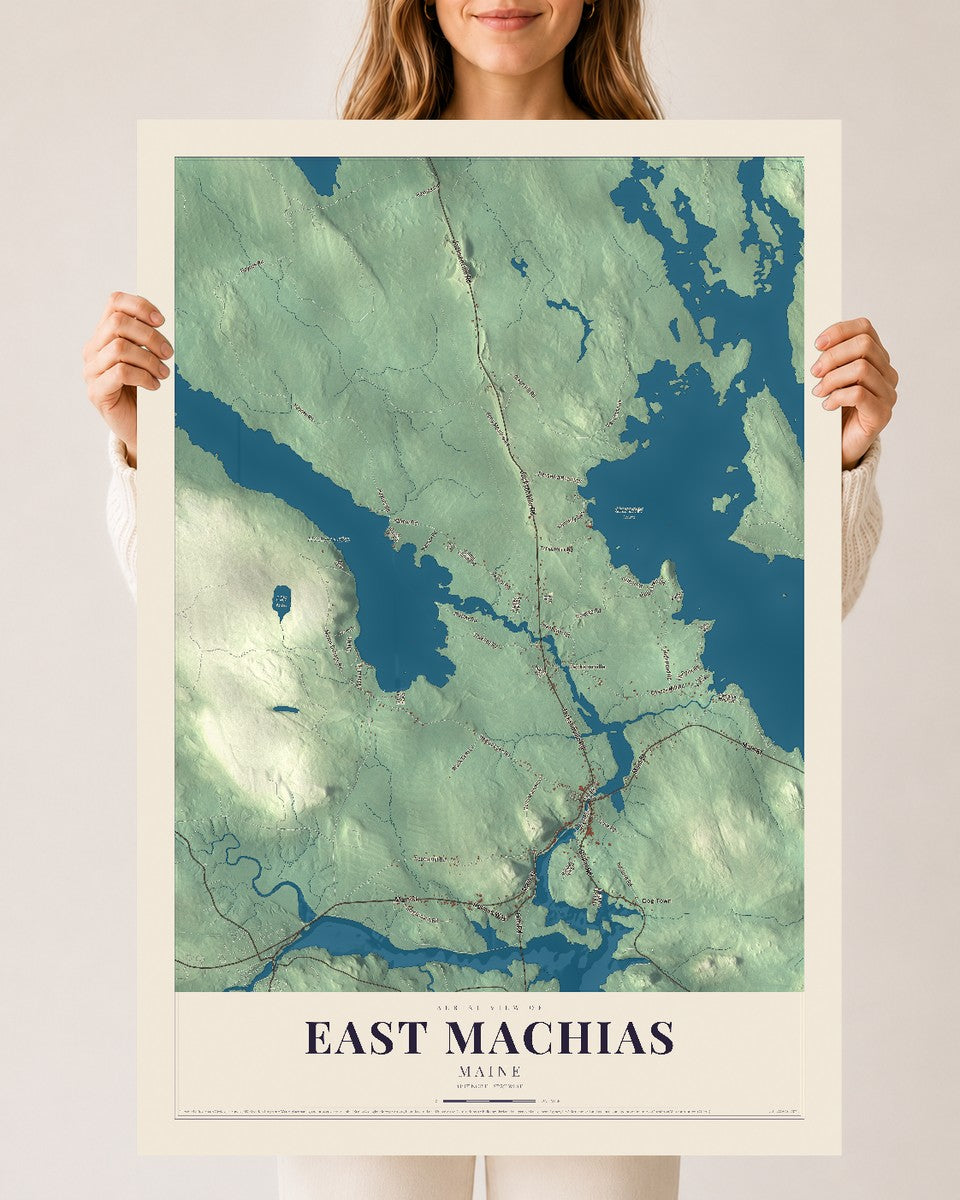East Machias, Maine map print - 24 x 36 archival matte print