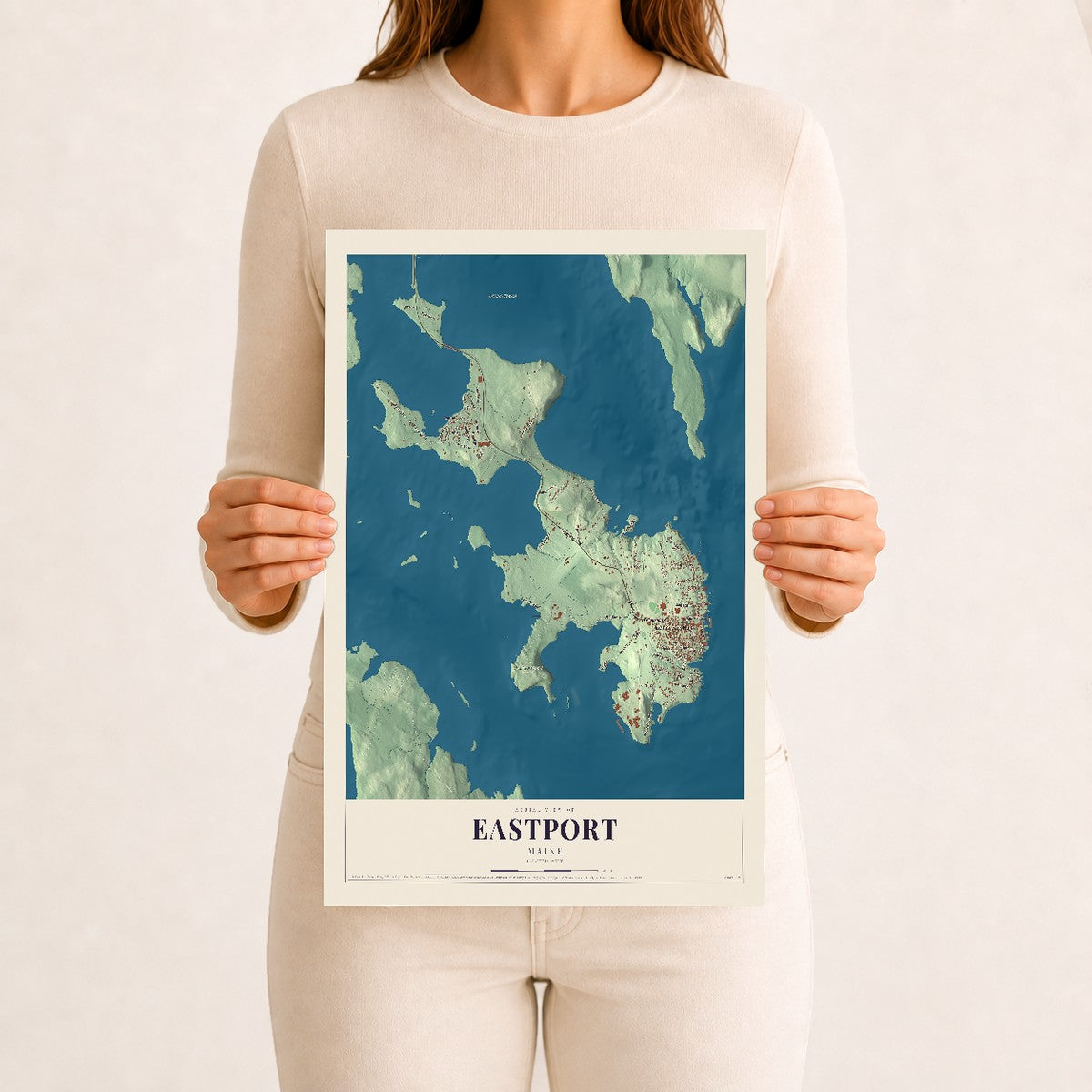 Eastport, Maine map print - 12 x 18 archival matte print