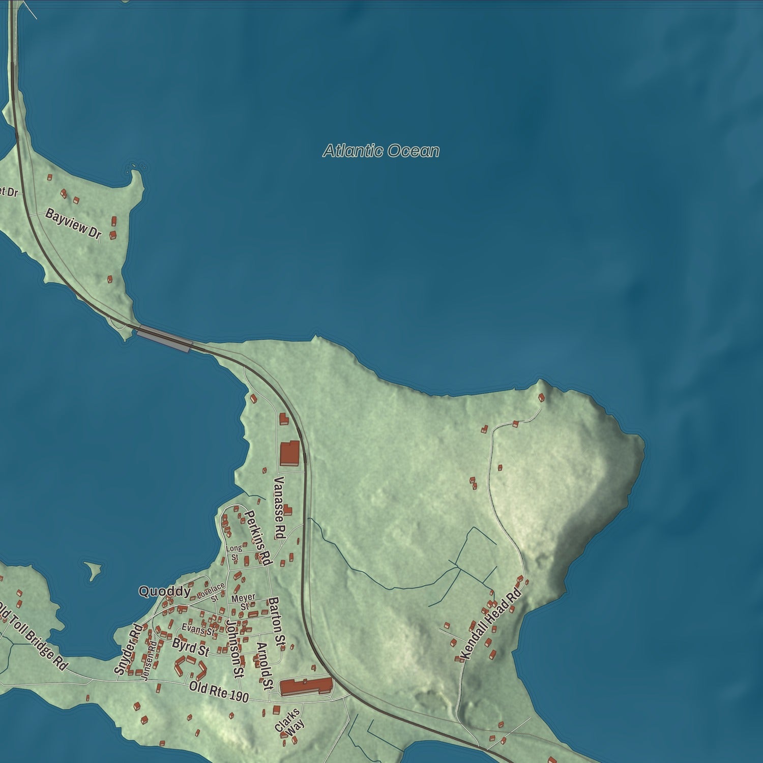 Terrain and local geography detail from the Eastport, Maine map
