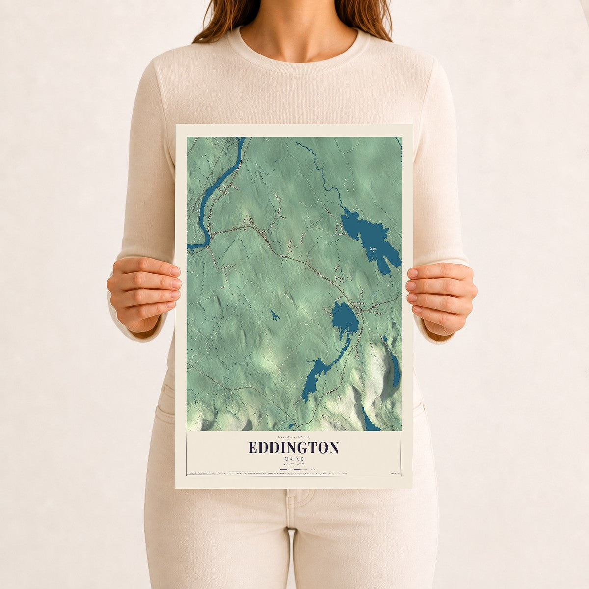 Eddington, Maine map print - 12 x 18 archival matte print