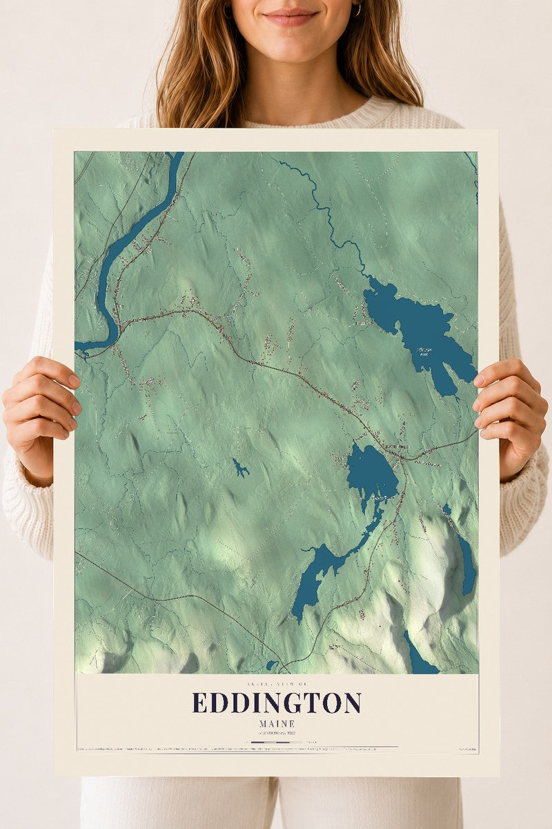 Eddington, Maine map print - 18 x 24 archival matte print