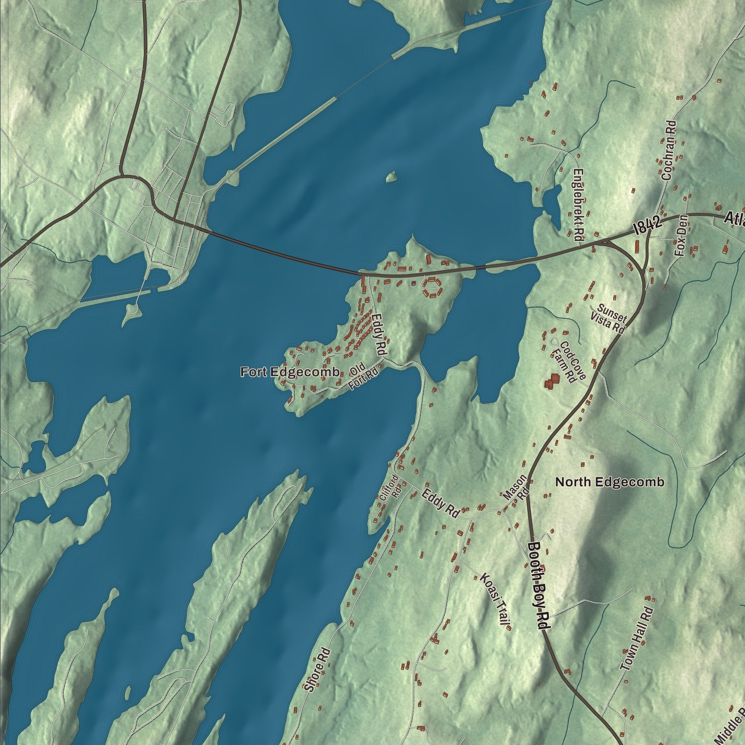 Street and neighborhood detail from the Edgecomb, Maine map