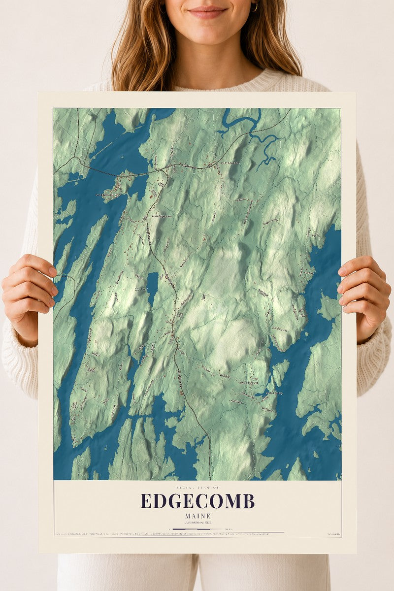 Edgecomb, Maine map print - 18 x 24 archival matte print
