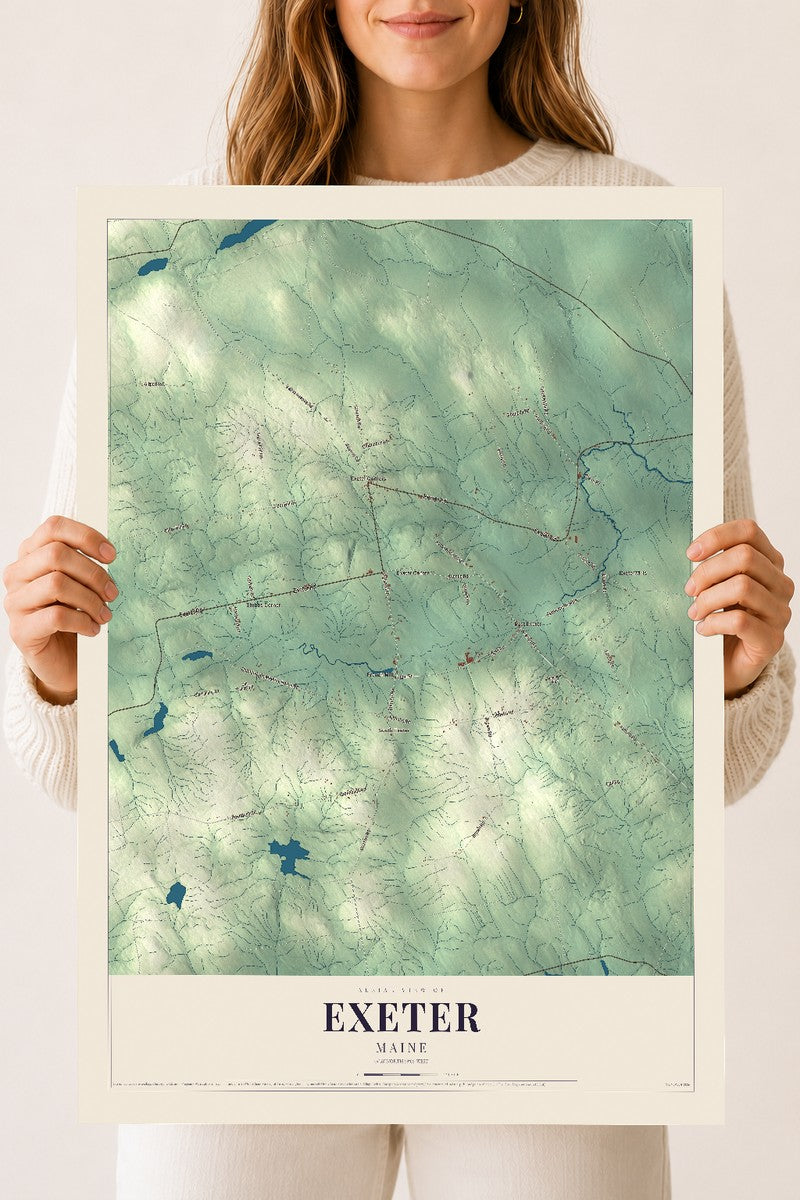 Exeter, Maine map print - 18 x 24 archival matte print