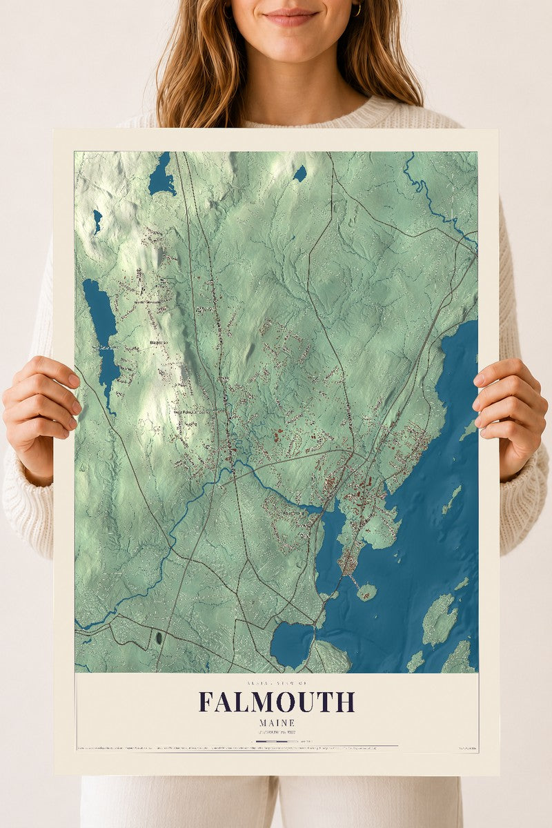 Falmouth, Maine map print - 18 x 24 archival matte print