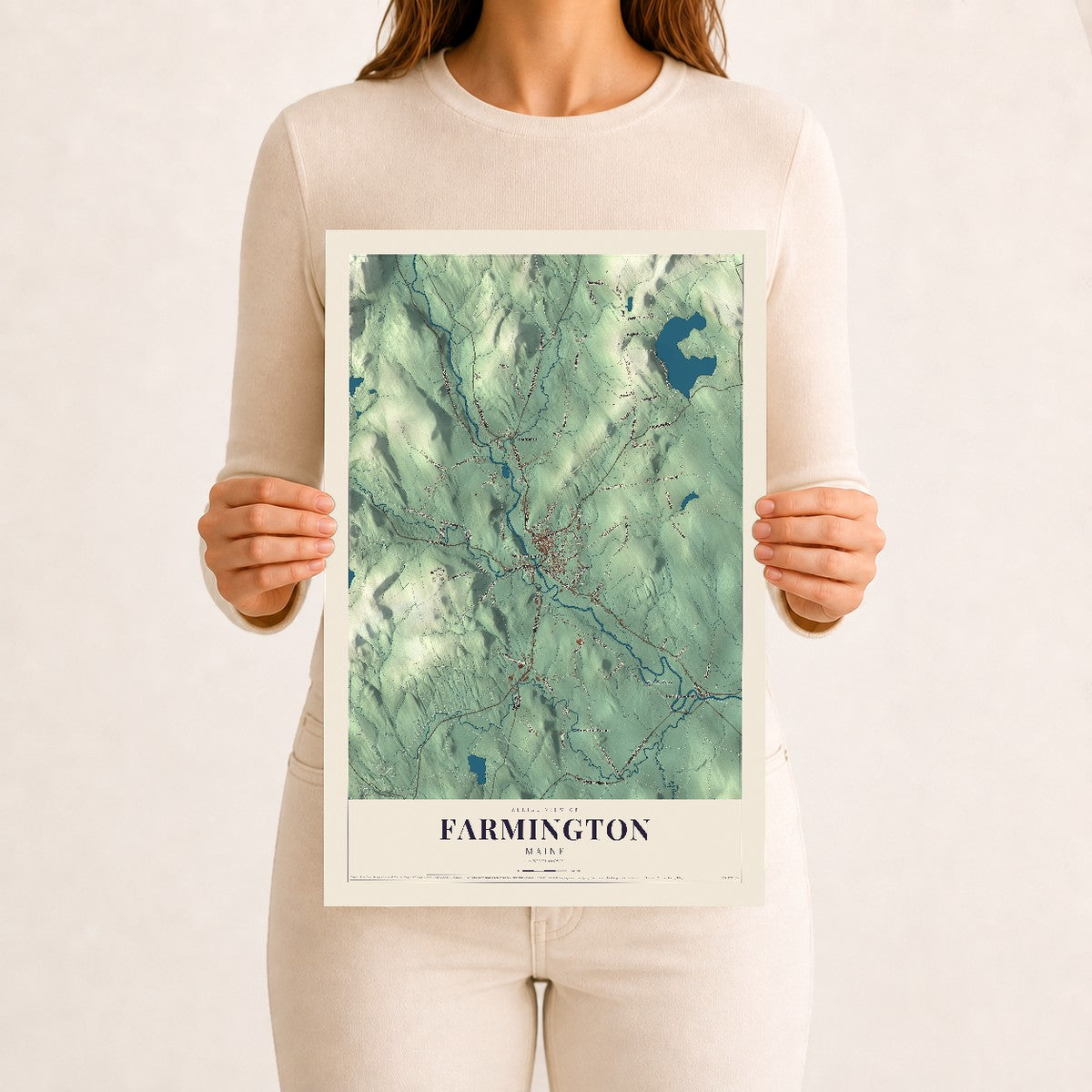 Farmington, Maine map print - 12 x 18 archival matte print
