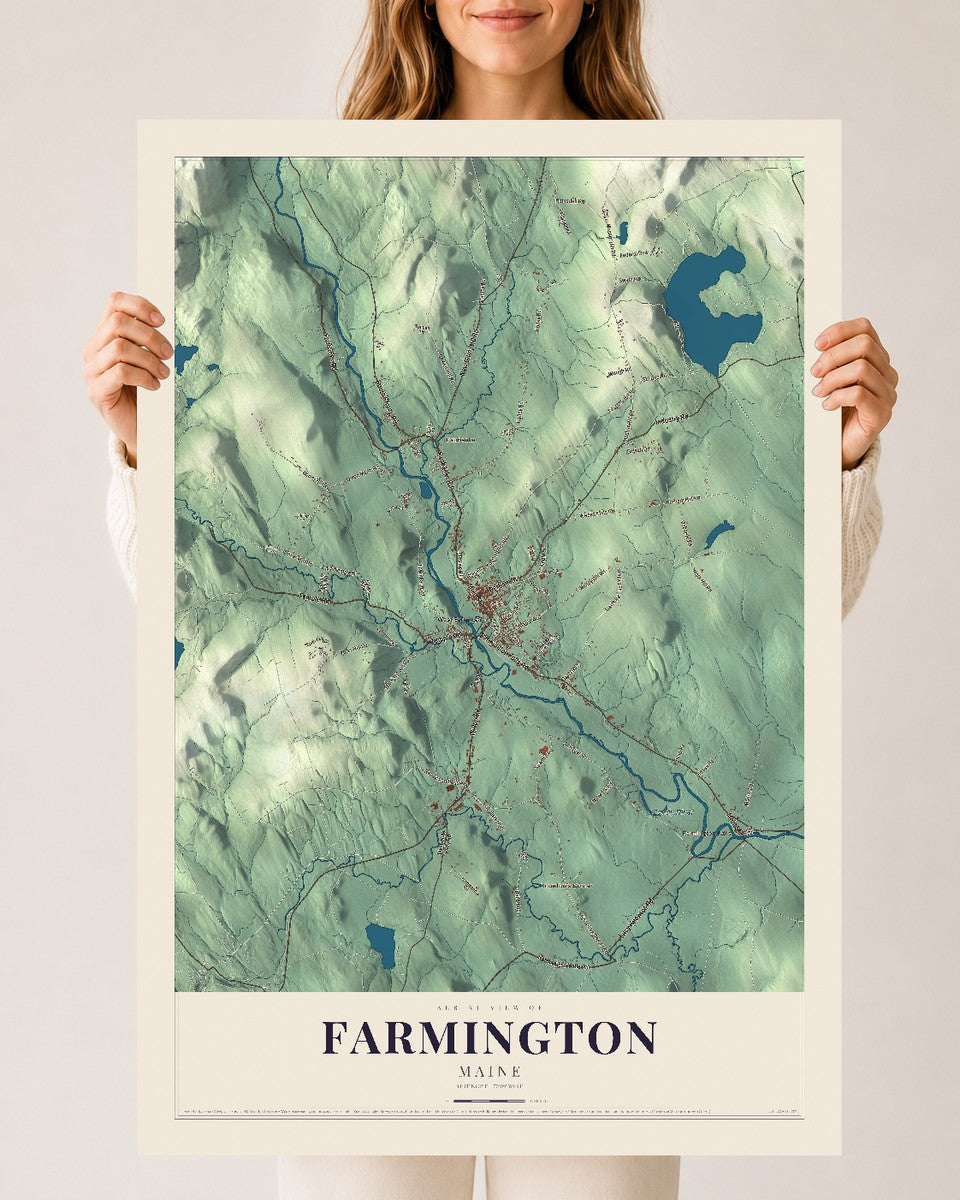 Farmington, Maine map print - 24 x 36 archival matte print