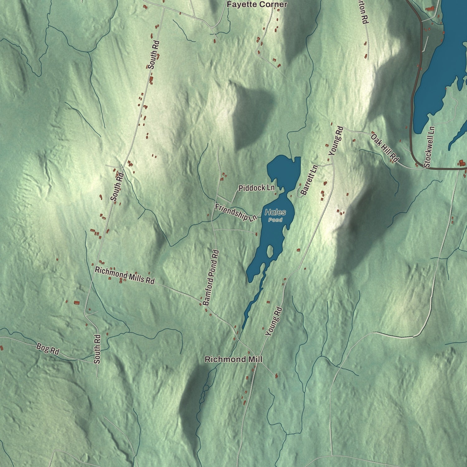 Street and neighborhood detail from the Fayette, Maine map