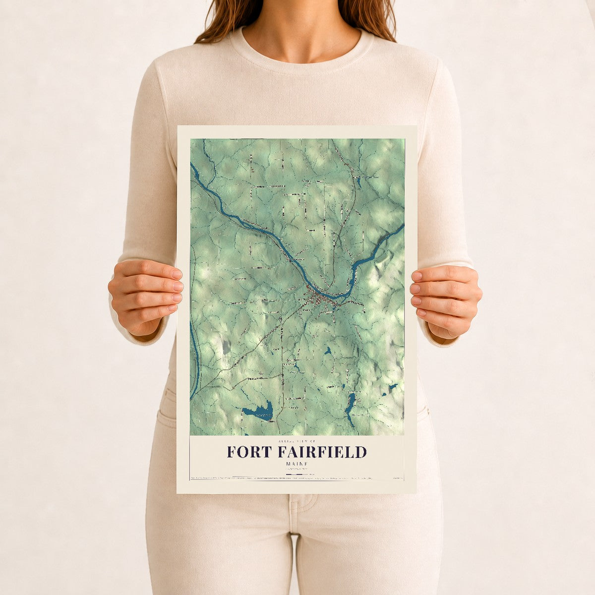 Fort Fairfield, Maine map print - 12 x 18 archival matte print