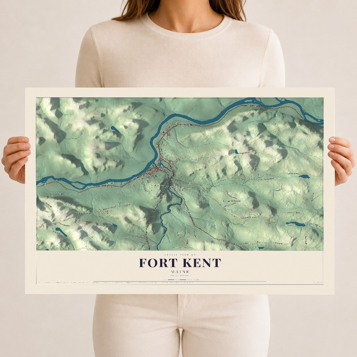 Fort Kent, Maine map print - 12 x 18 archival matte print