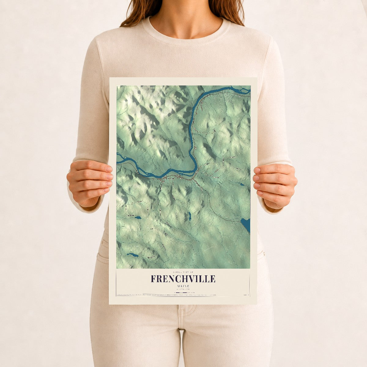Frenchville, Maine map print - 12 x 18 archival matte print
