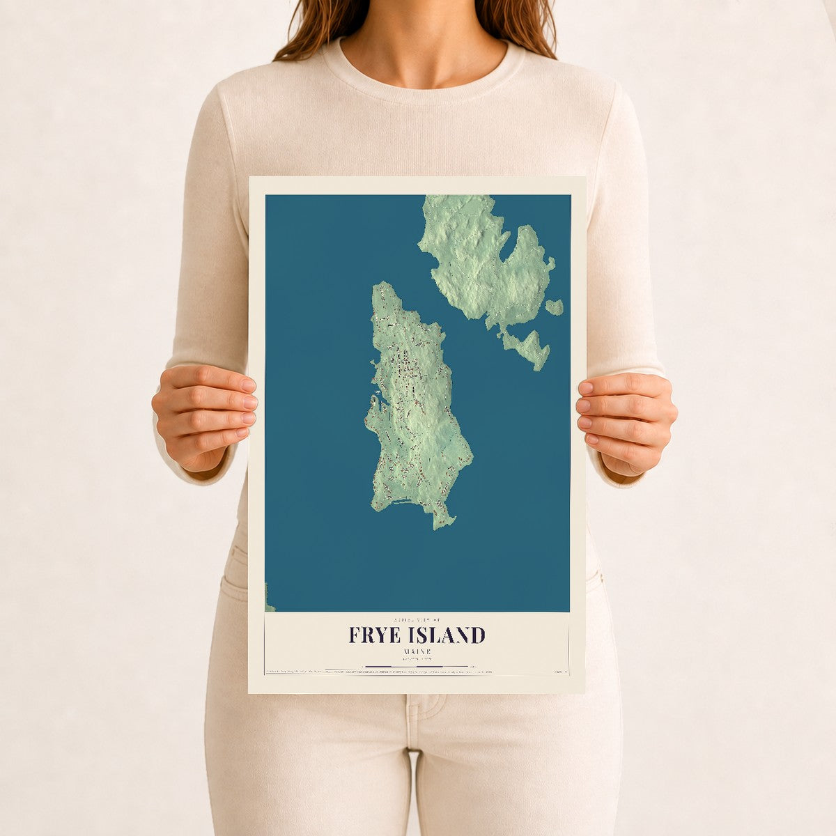 Frye Island, Maine map print - 12 x 18 archival matte print