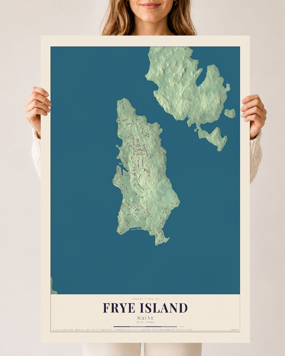 Frye Island, Maine map print - 24 x 36 archival matte print
