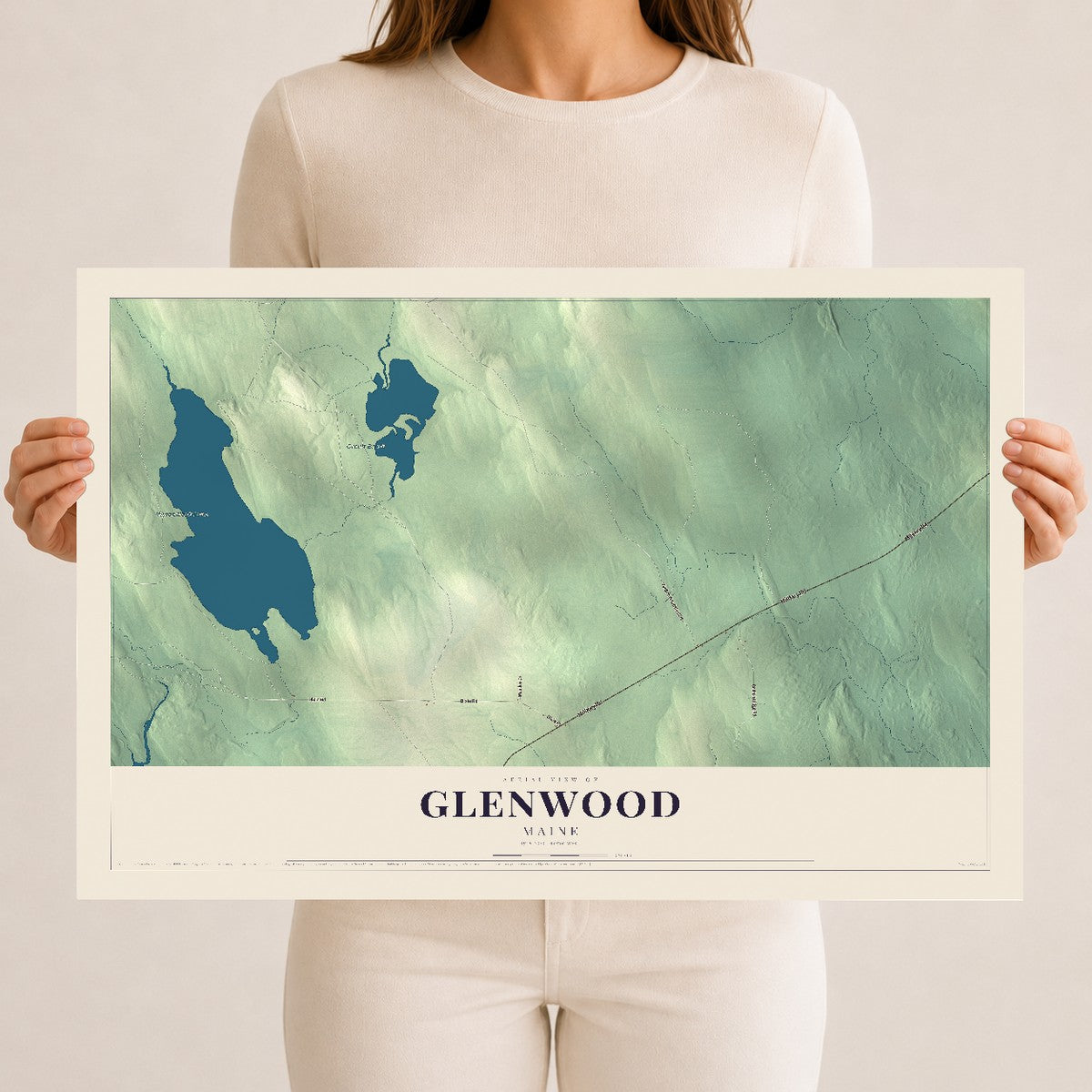 Glenwood, Maine map print - 12 x 18 archival matte print