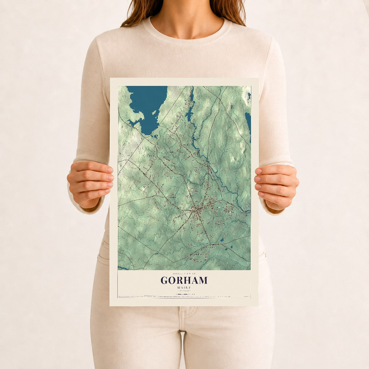 Gorham, Maine map print - 12 x 18 archival matte print