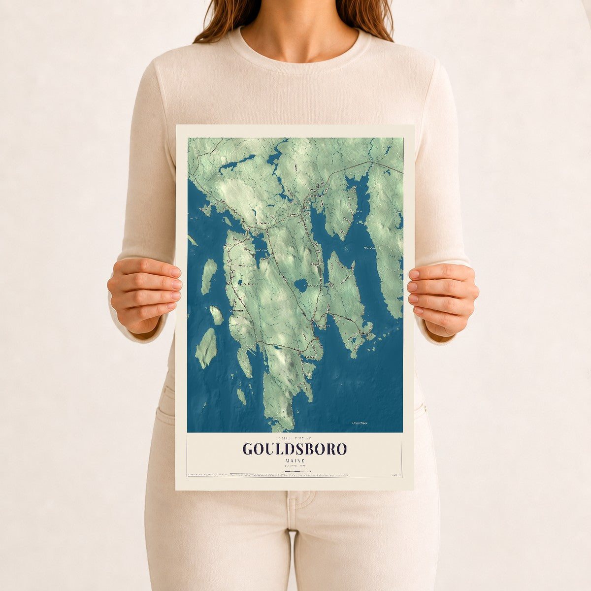 Gouldsboro, Maine map print - 12 x 18 archival matte print