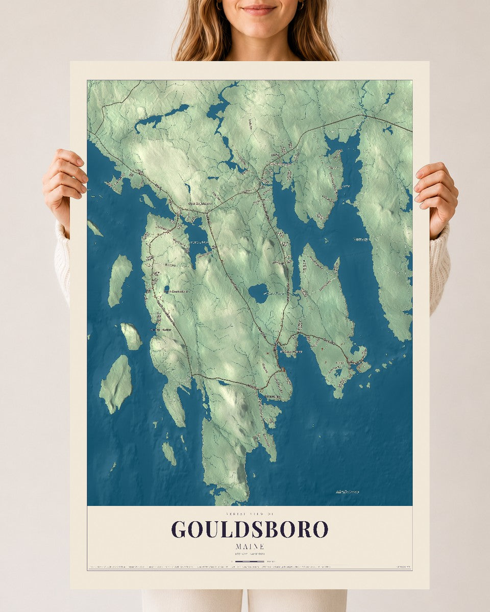 Gouldsboro, Maine map print - 24 x 36 archival matte print