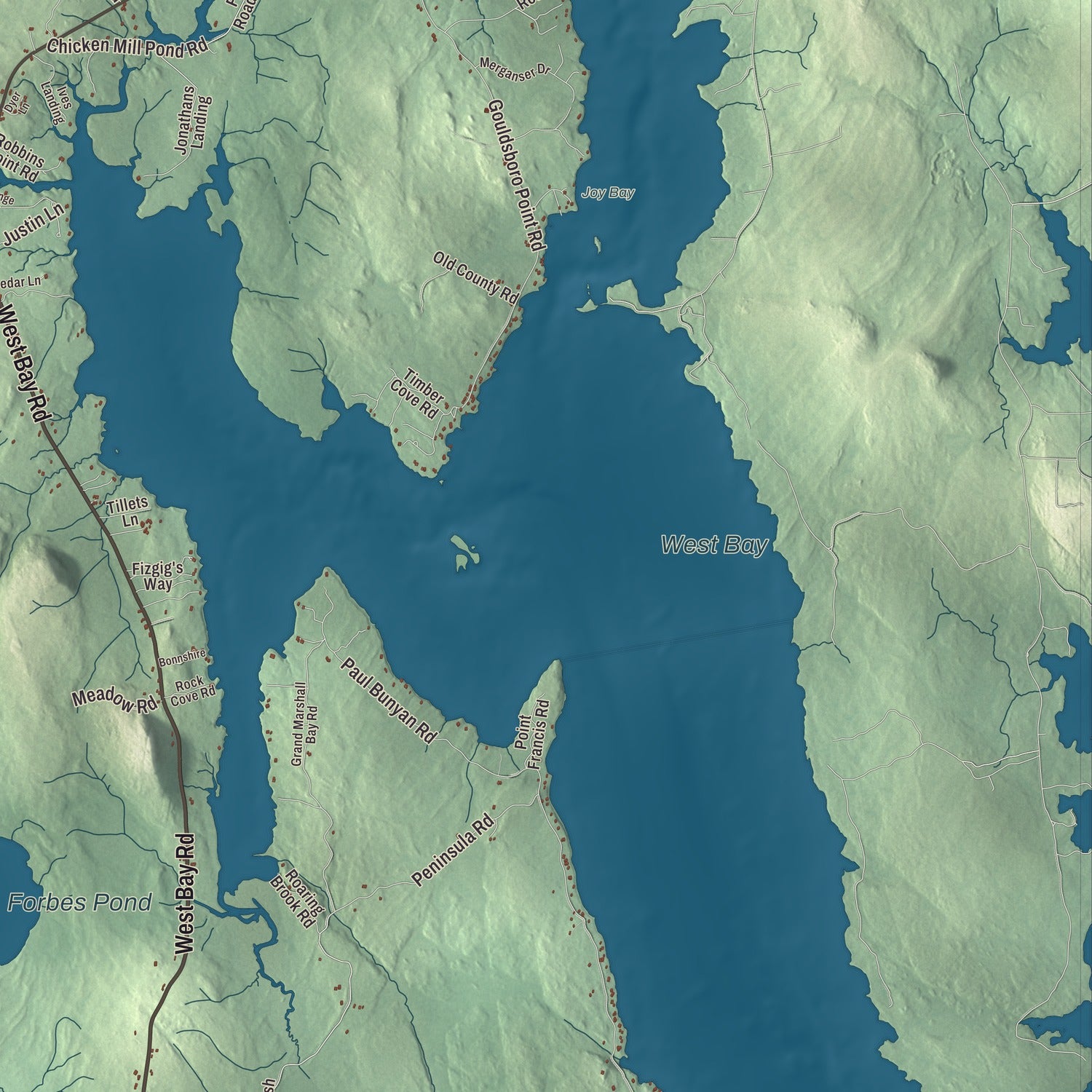 Terrain and local geography detail from the Gouldsboro, Maine map