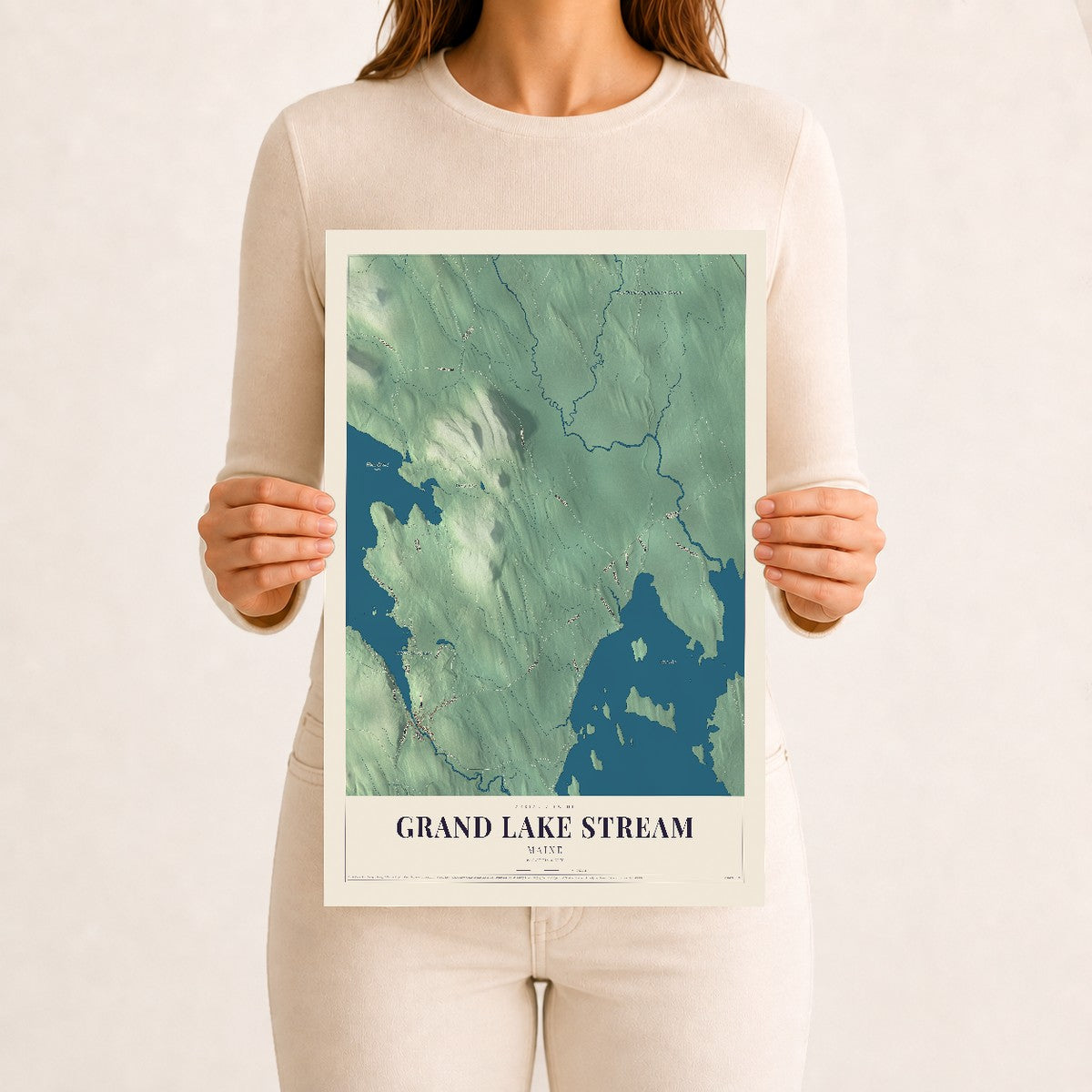 Grand Lake Stream, Maine map print - 12 x 18 archival matte print