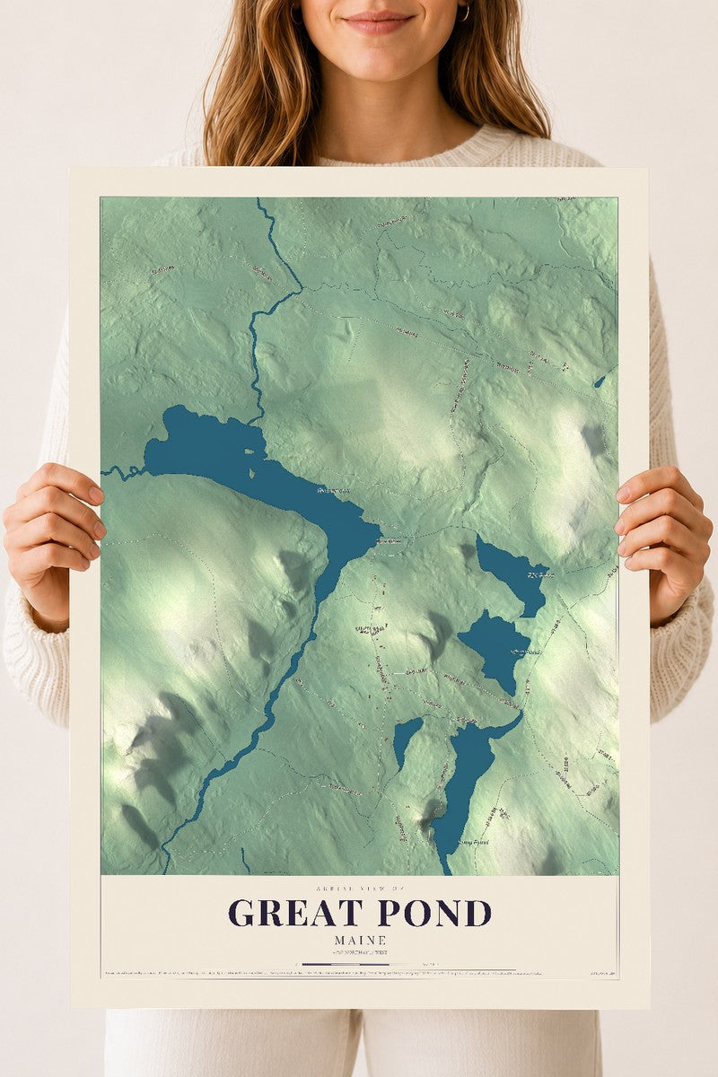 Great Pond, Maine map print - 18 x 24 archival matte print