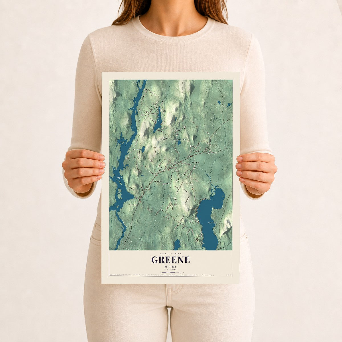 Greene, Maine map print - 12 x 18 archival matte print