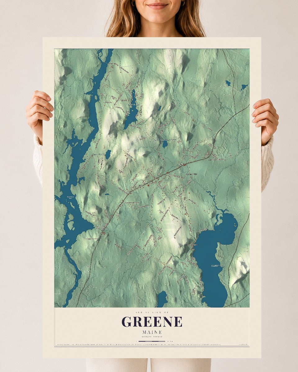 Greene, Maine map print - 24 x 36 archival matte print