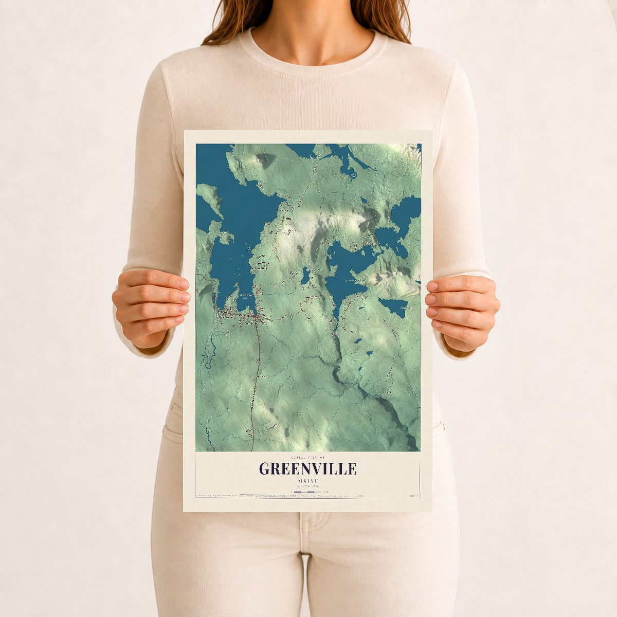Greenville, Maine map print - 12 x 18 archival matte print