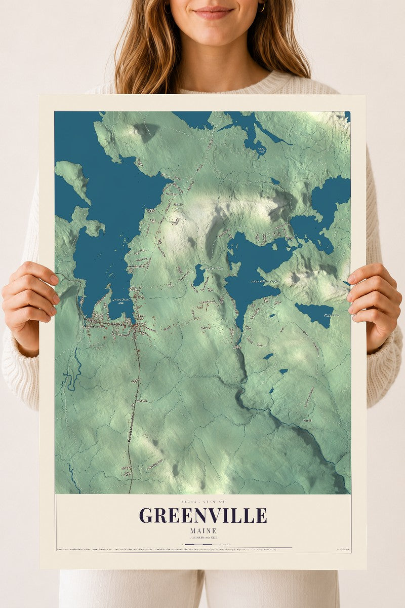 Greenville, Maine map print - 18 x 24 archival matte print