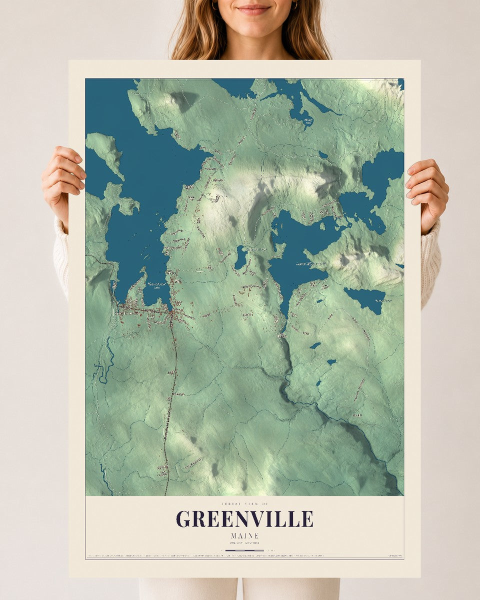Greenville, Maine map print - 24 x 36 archival matte print