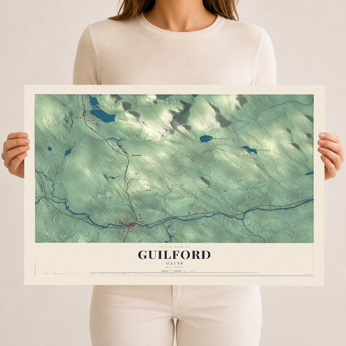 Guilford, Maine map print - 12 x 18 archival matte print