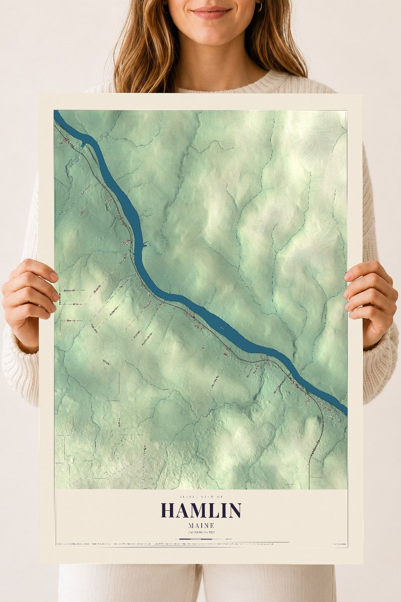 Hamlin, Maine map print - 18 x 24 archival matte print