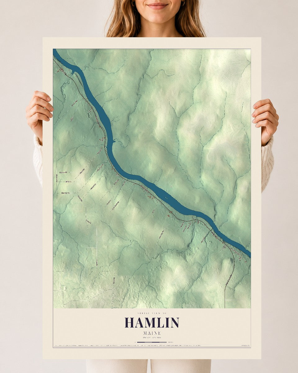 Hamlin, Maine map print - 24 x 36 archival matte print