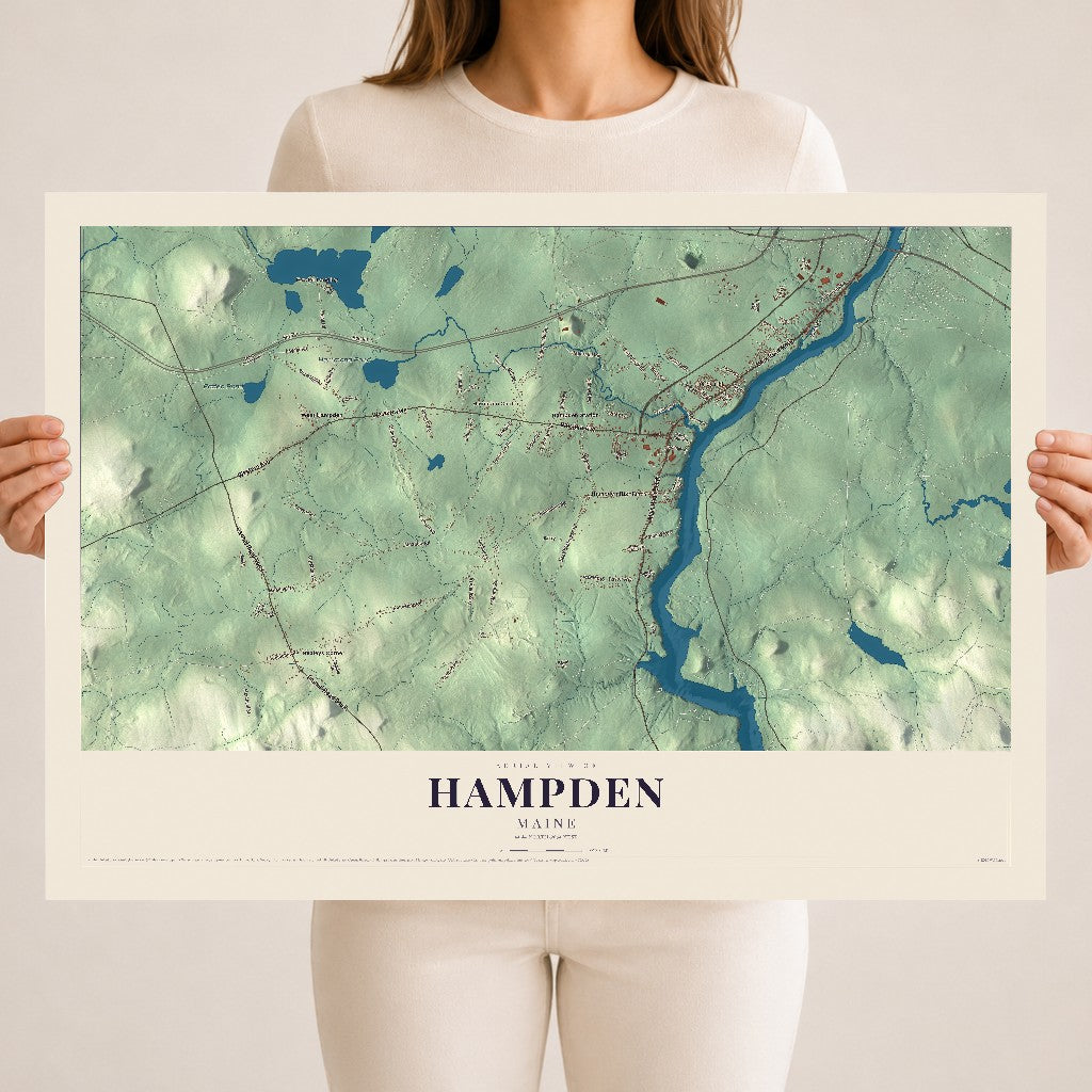 Hampden, Maine map print - 18 x 24 archival matte print