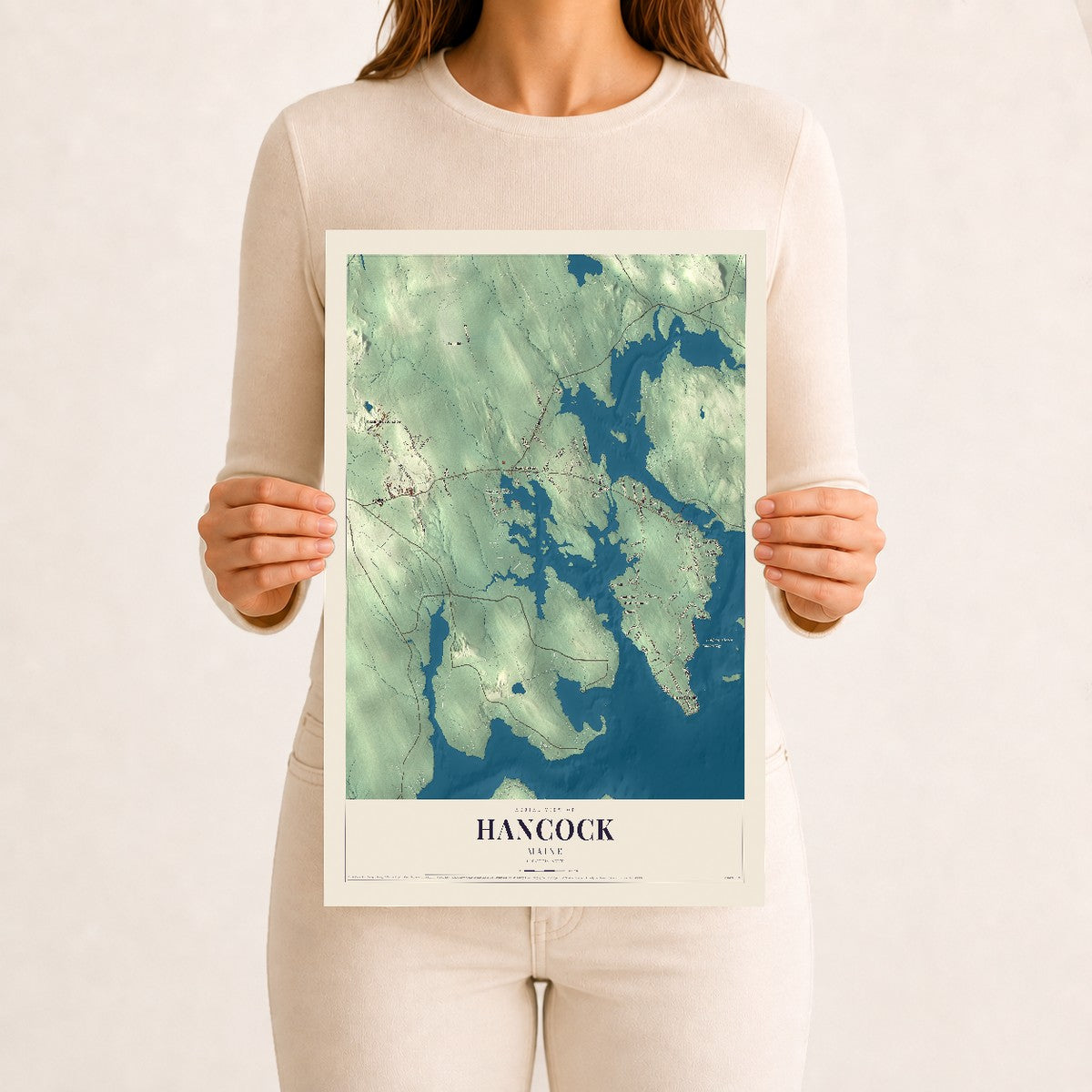 Hancock, Maine map print - 12 x 18 archival matte print