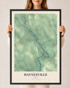 Map of Haynesville, Maine, 24 x 36 inch print in a black wood frame