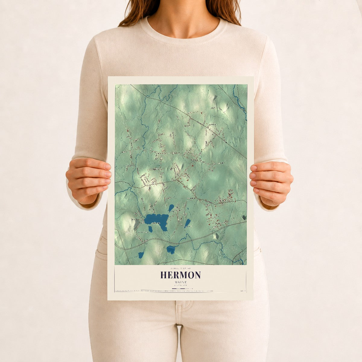 Hermon, Maine map print - 12 x 18 archival matte print